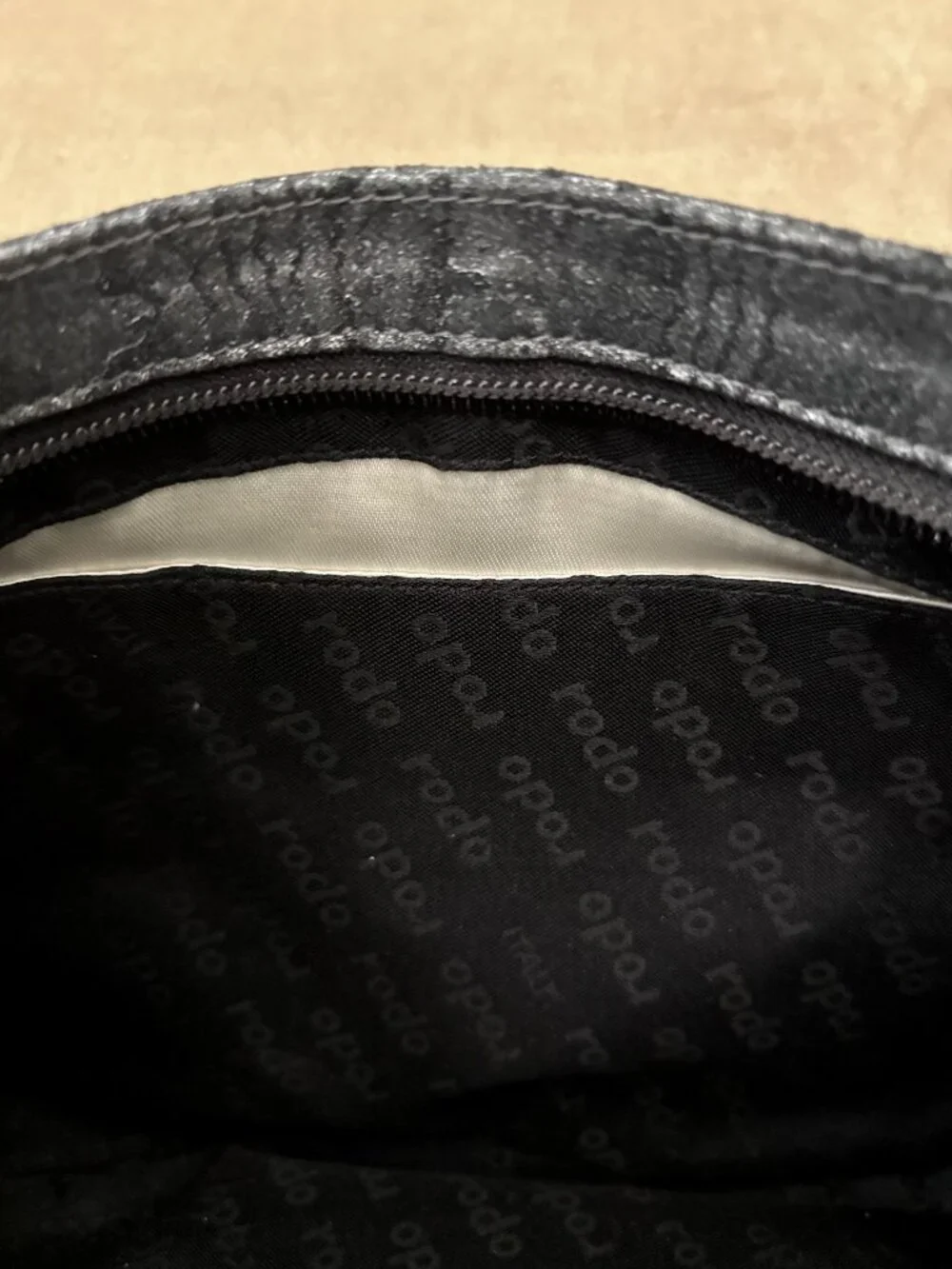 VTG Auth. RODO ITALY Pewter Snake Embroidered Convertible Clutch